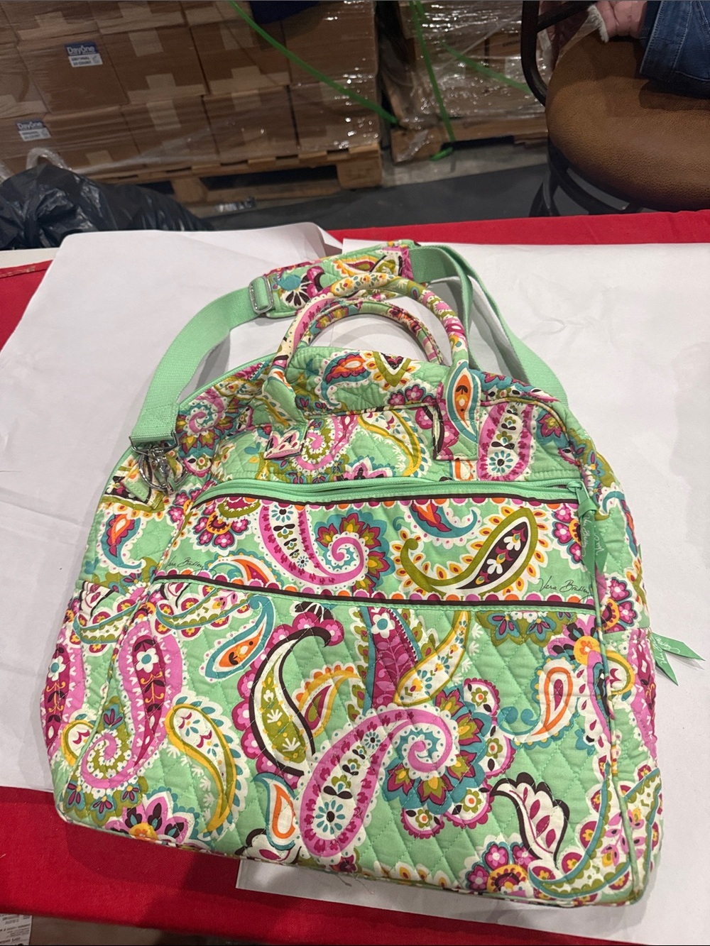 Quilted Paisley Convertible Tote Bag - Mint Multi